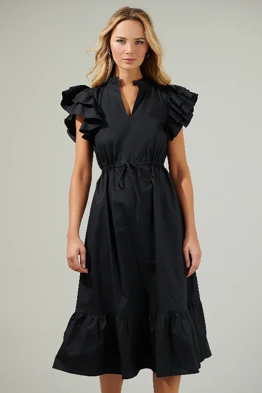 Midi Dresses for Elegant Winter Gatherings-Miley Dillan Midi Ruffle Dress