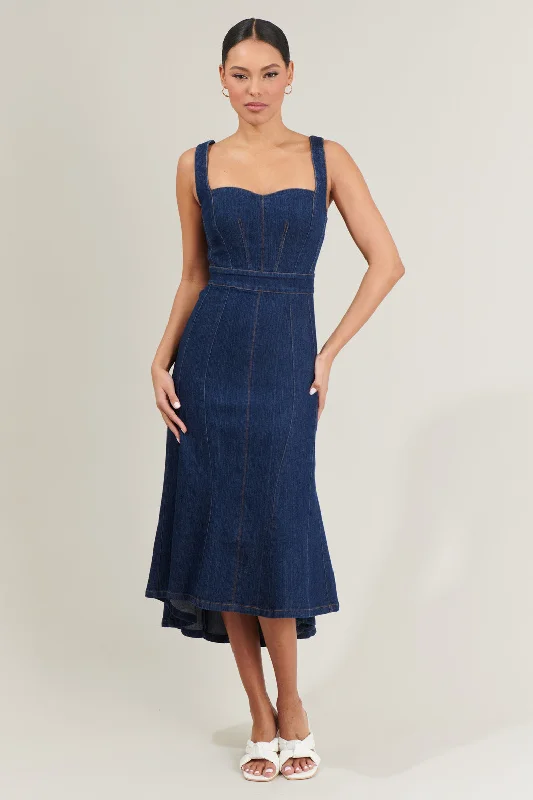 Midi Dresses for Formal Spring Gatherings-Gabriella Denim Midi Dress