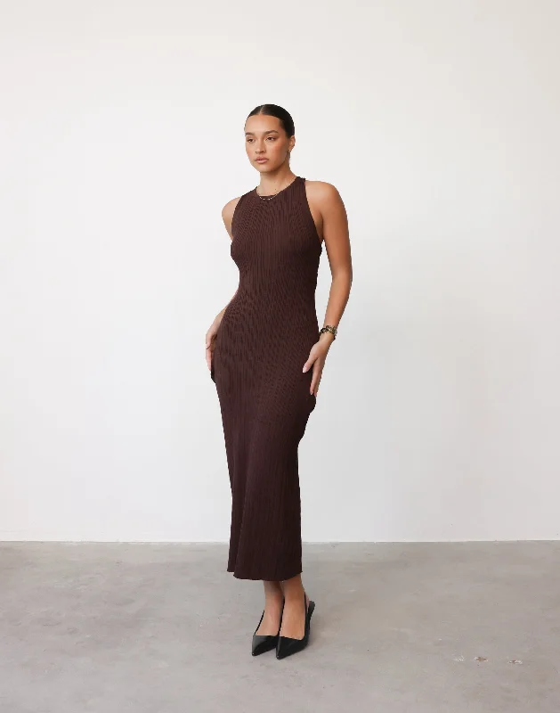 Midi Dresses for Winter Gatherings-Charm Midi Dress (Cocoa)