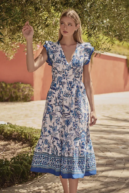 Midi Dresses for Trendy Casual Office Wear-Salema Floral Zayla Midi Dress