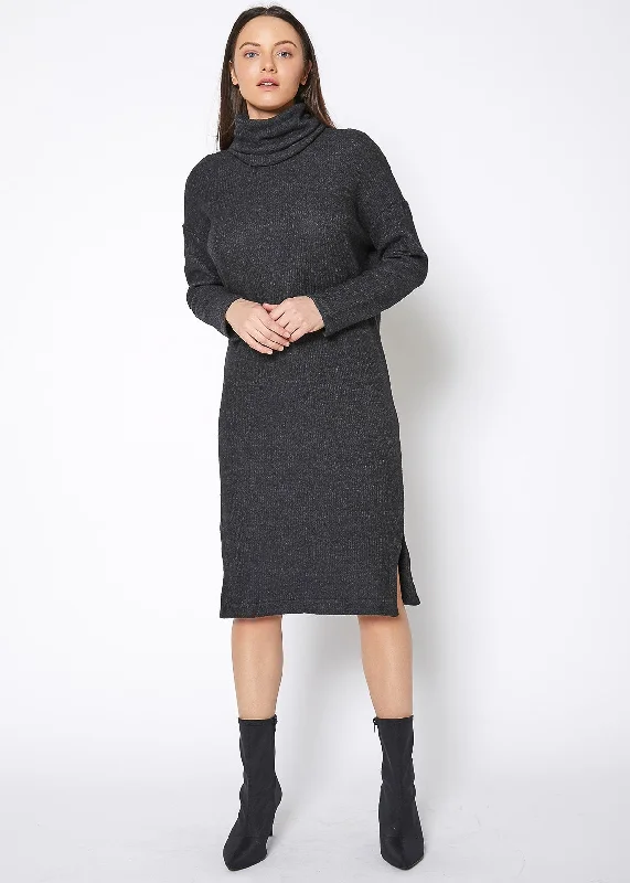 Midi Dresses for Elegant Spring Wear-Women's Turtle Neck Midi Sweater Dress