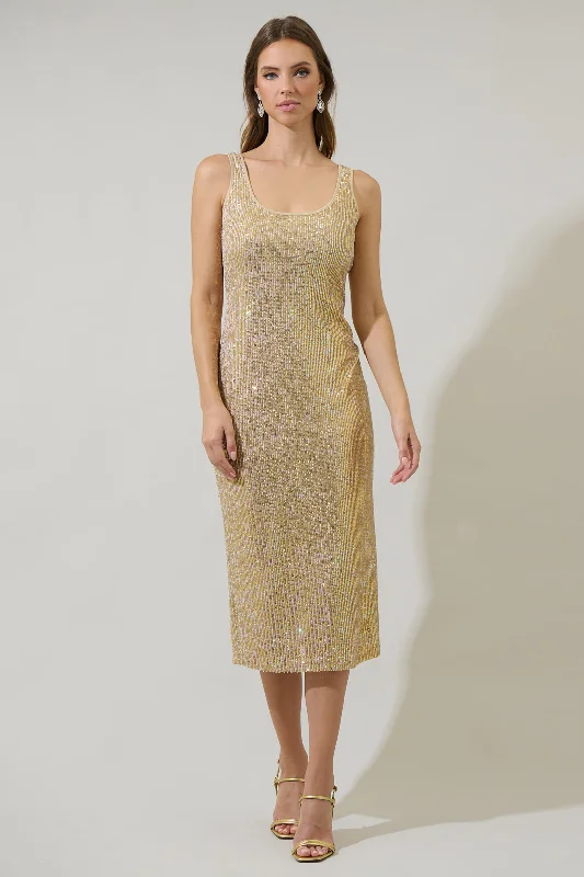 Midi Dresses for Formal Family Gatherings-Kamari Sequin Liv Tank Midi Dress