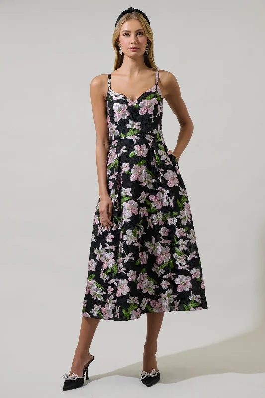 Midi Dresses for Trendy Fall Day Wear-Elsinore Floral Pleated Midi Dress