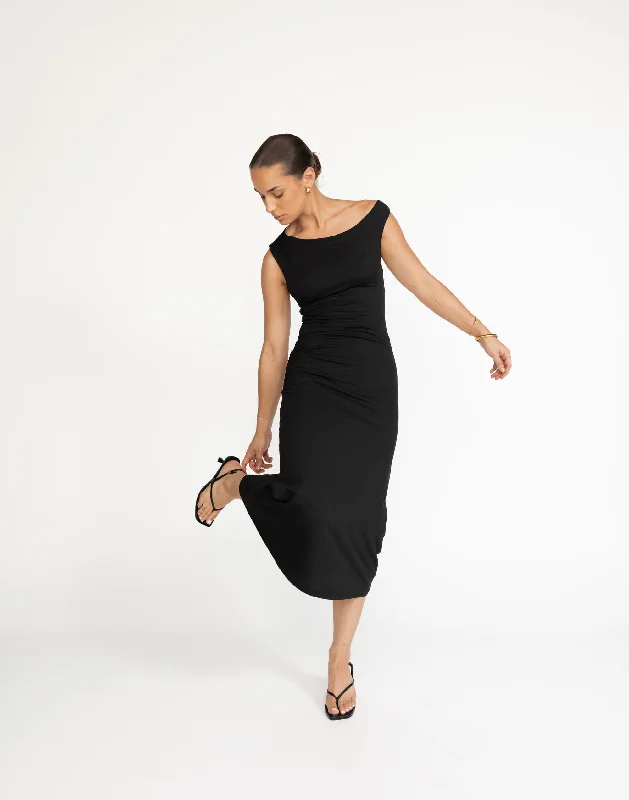 Midi Dresses for Day-to-Day Workwear-Lulu Midi Dress (Black)