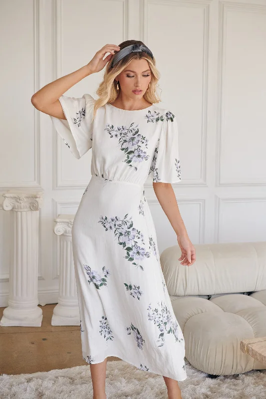 Midi Dresses for Daytime Wear in Spring-Porto Floral Smocked Midi Dress