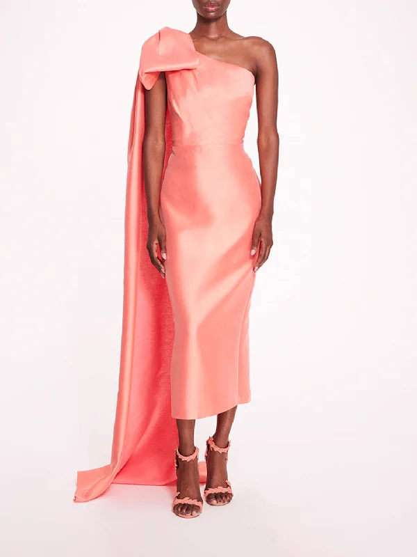 Midi Dresses for Formal Gatherings in Spring-Silk Mikado Midi Dress