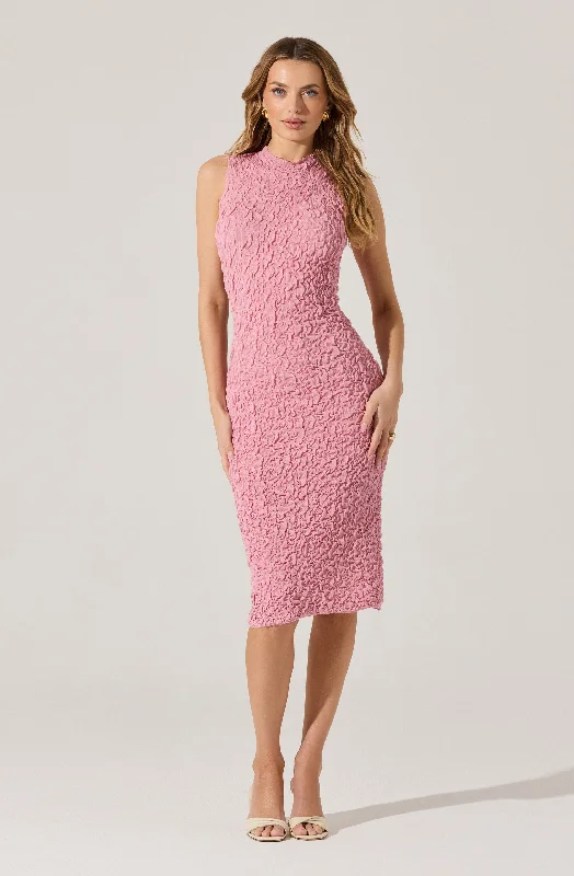 Midi Dresses for Spring Weddings-Textured Bodycon Midi Dress