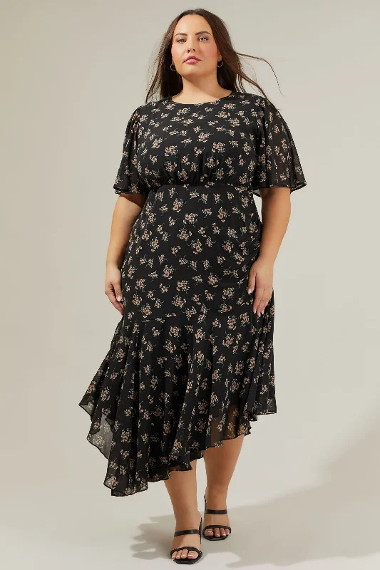 Midi Dresses with Bold Prints-Kim Balboa Asymmetrical Midi Dress Curve