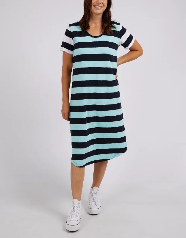 Midi Dresses for Fashionable Family Gatherings-Mercury Stripe Dress - Tonic Blue/Navy Stripe