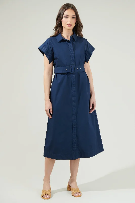 Midi Dresses for Elegant Outdoor Weddings-Lorelei Button Down Midi Dress