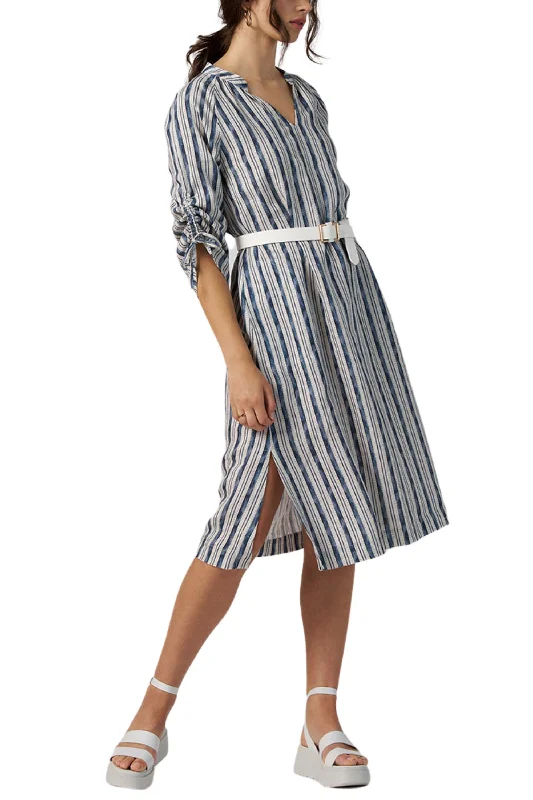 Midi Dresses for Fall Fashion Shows-SPOT THE STRIPE DRESS - MS1330