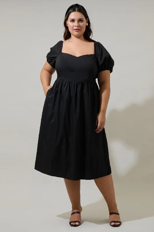 Midi Dresses for Trendy Summer Day Wear-Sun City Alessi Puff Sleeve Midi Dress Curve