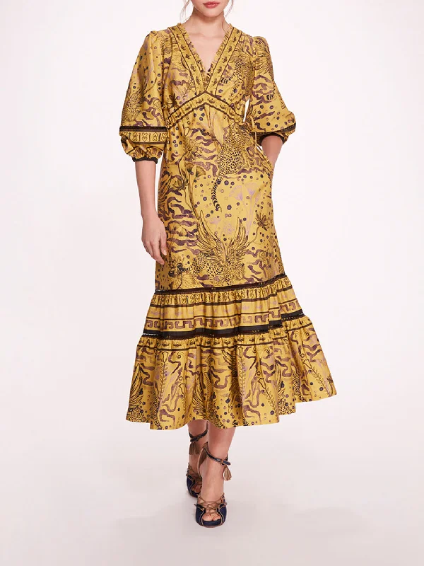 Midi Dresses for Trendy Casual Gatherings-Flying Cheetah Tiered Midi Dress