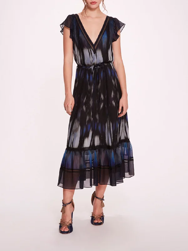 Midi Dresses for Summer Parties-Abstract Viscose Midi Dress