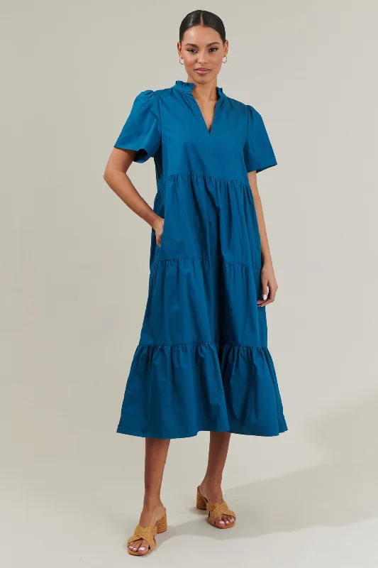 Midi Dresses for Formal Family Gatherings-Amayah Tiered Midi Dress