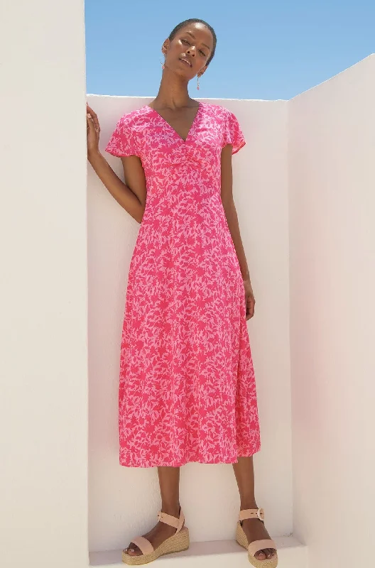 Midi Dresses with Tiered Skirt-Felicity EcoVero™ Dress | Pink/Pink