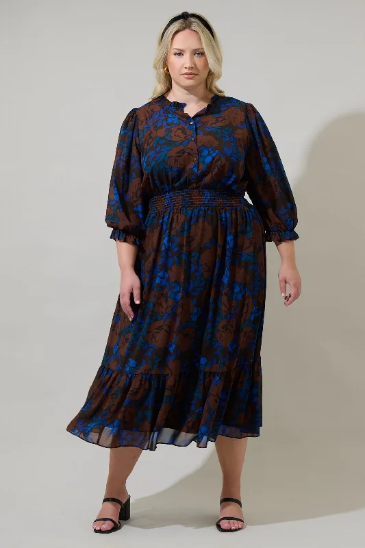 Midi Dresses for Elegant Day Wear-Lebanon Floral Irene Smocked Midi Dress Curve