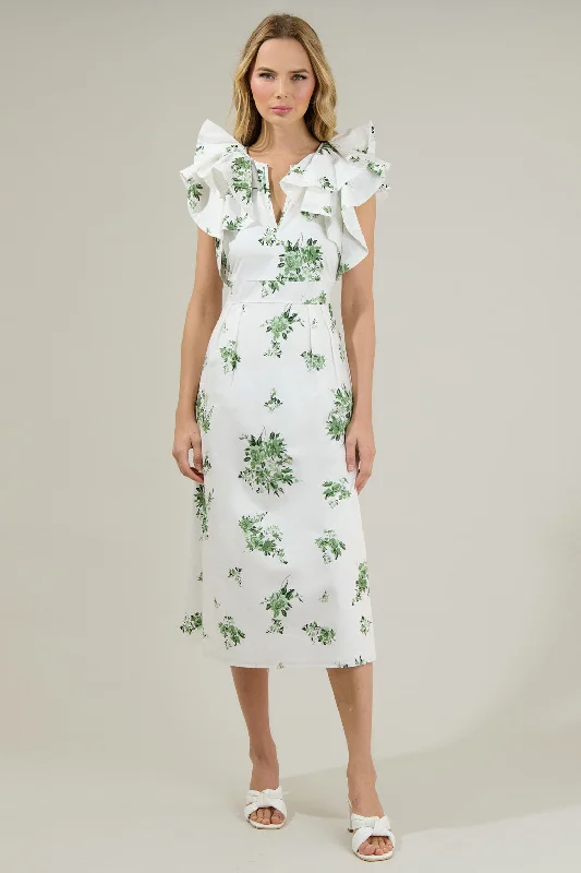 Midi Dresses for Trendy Evening Events-Ria Floral Santana Tie Back Midi Dress