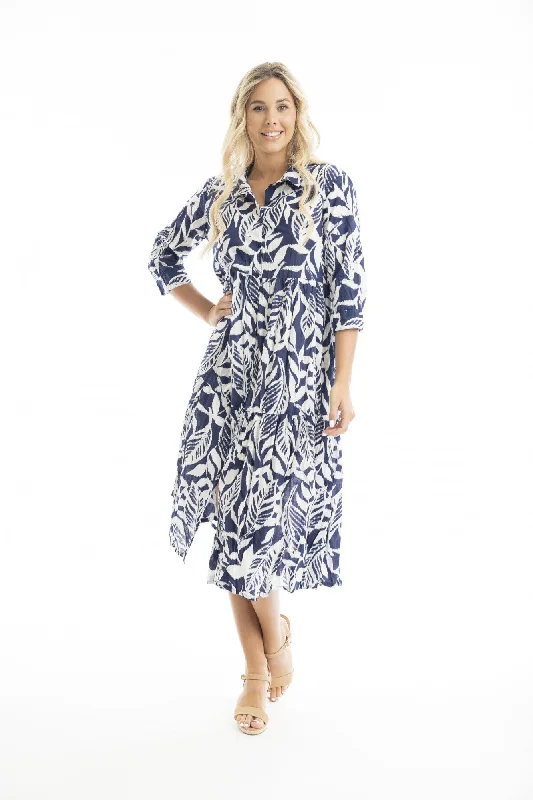 Midi Dresses for Trendy Spring Looks-Hayman Collar Navy Midi Dress