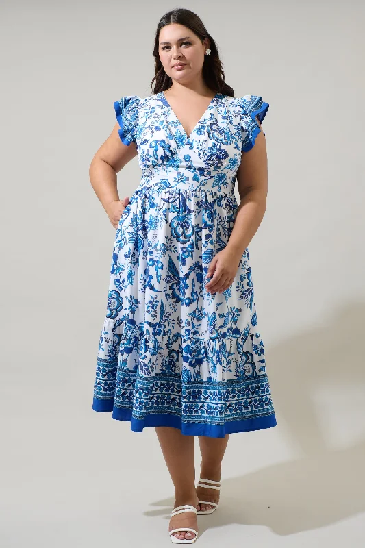 Midi Dresses for Fall and Winter Events-Salema Floral Zayla Midi Dress Curve