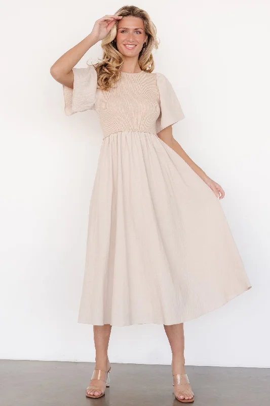 Midi Dresses for Formal Family Gatherings-Cici Sweater Dress | Natural