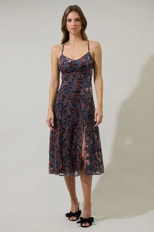 Midi Dresses for Trendy Casual Gatherings-Liberty Floral Midnight Parting Ways Midi Dress