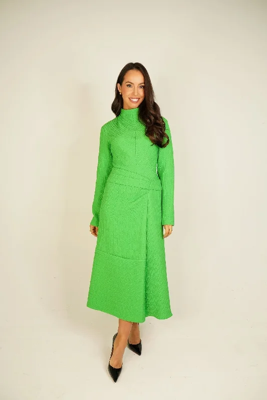 Midi Dresses for Formal Day Wear-Kayla Textured Dress In Green