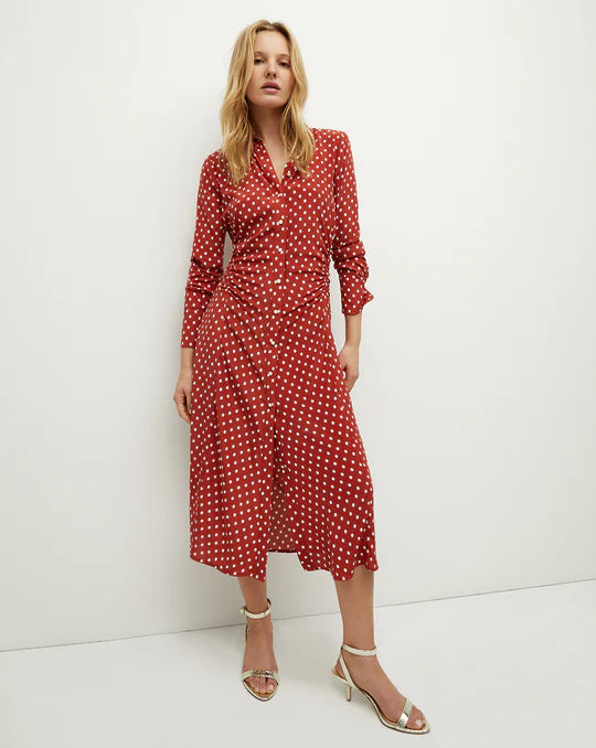 Midi Dresses for Trendy Fall Date Nights-Lex Dress Brick Red/Ecru