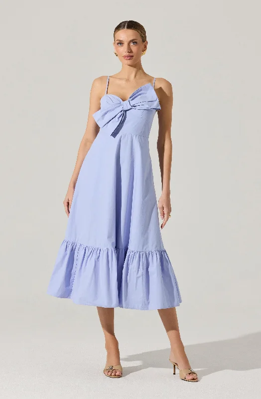 Midi Dresses for Date Nights-Asymmetrical Bow Midi Dress