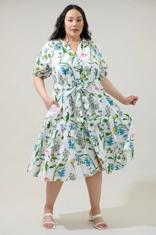 Midi Dresses for Trendy Family Celebrations-Clove Garden Floral Wynette Tiered Midi Dress Curve