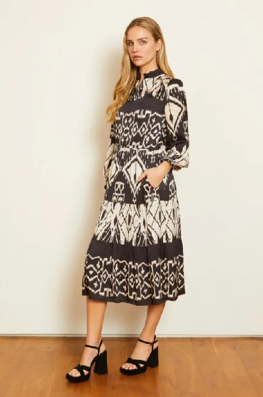 Midi Dresses for Formal Family Gatherings-Julie Dress Ikat Tapestry