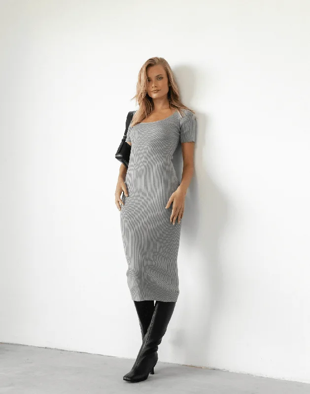 Midi Dresses for Formal Family Gatherings-Topher Midi Dress (Grey)