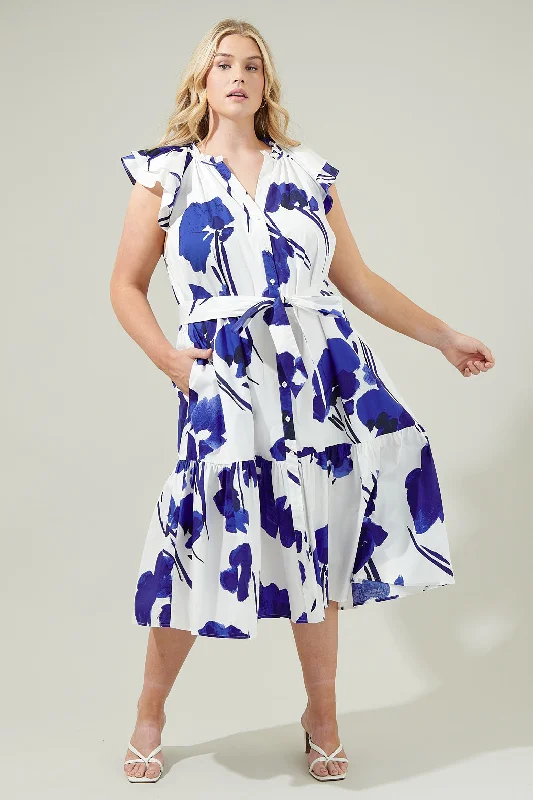 Midi Dresses for Trendy Date Night Outfits-Neli Floral Charlotte Button Midi Dress Curve