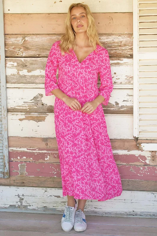 Midi Dresses for Evening Gatherings-Emma EcoVero™ Midi Dress | Pink/Pink