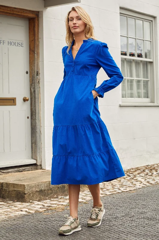 Midi Dresses with Textured Fabrics-Liv Corduroy Dress | Cobalt