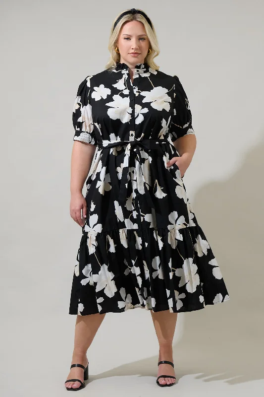 Midi Dresses for Winter Fashion Trends-Medina Floral Giles Button Up Midi Dress Curve