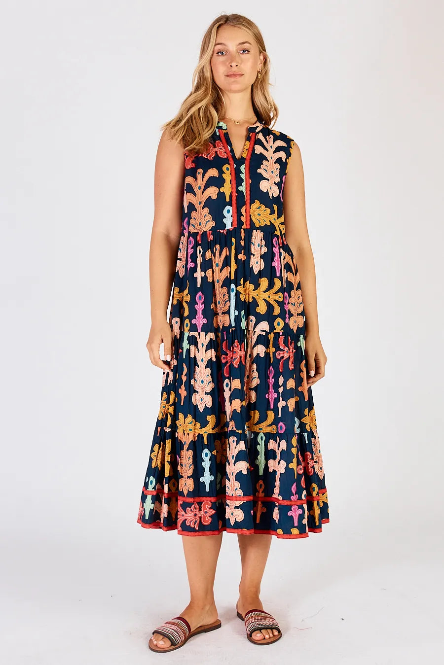 Midi Dresses for Trendy Spring Gatherings-Lulalife Olivia S/less Midi Dress - Navy