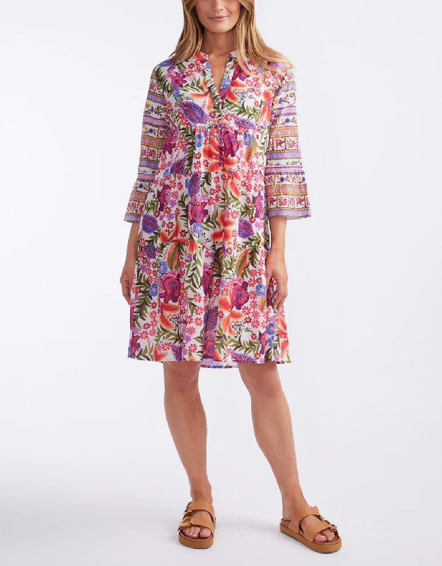 Midi Dresses with Belted Waist Design-Morocco Midi Dress - Tulleries Print