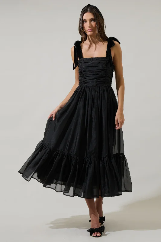 Midi Dresses for Summer Fashion Shows-Polina Tulle Ruched Midi Dress