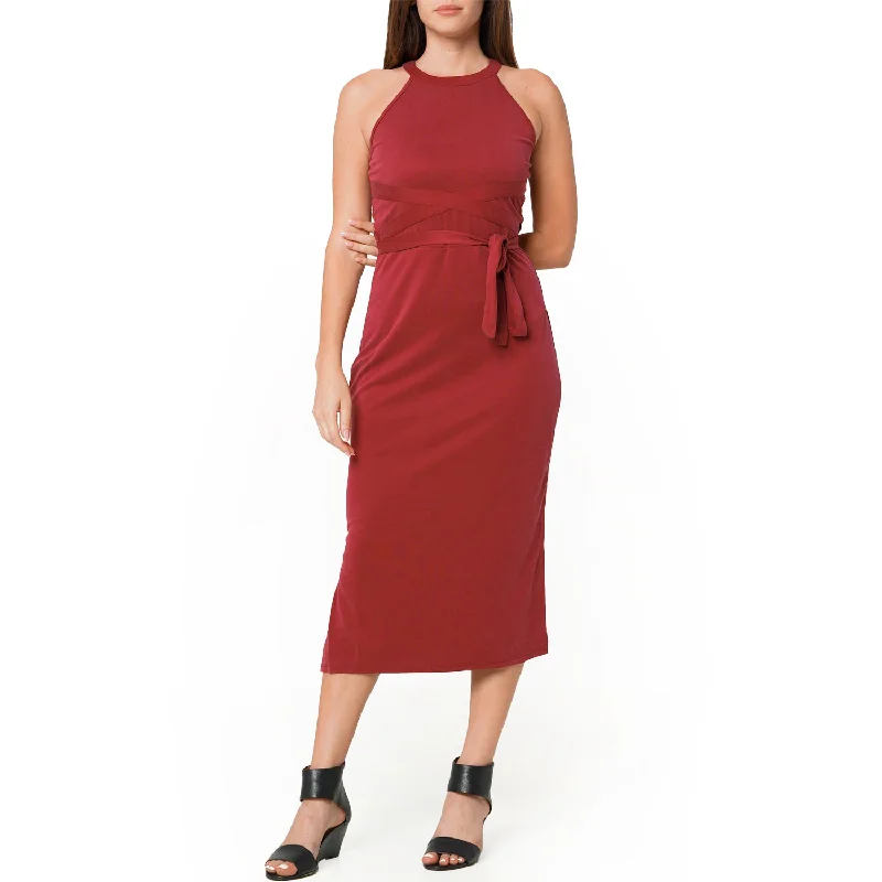 Midi Dresses for Formal Parties-Women's Haltered Sheath Midi Dress In Wine