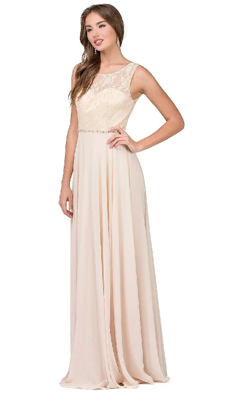 Evening Dress for Black-Tie Dinner-Chiffon Formal Evening Gown with Lace Bodice