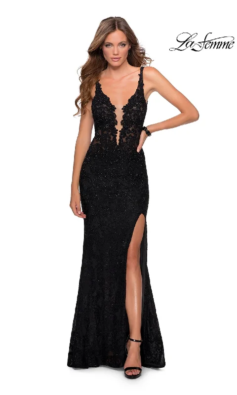 Evening Dress for Elegant Banquet-La Femme Cut-Out Back Long Lace Prom Dress