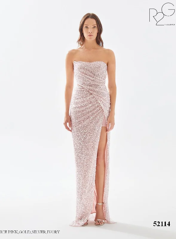 Evening Dress with Satin and Crystal Skirt-Tarik Ediz (R2G): 52114