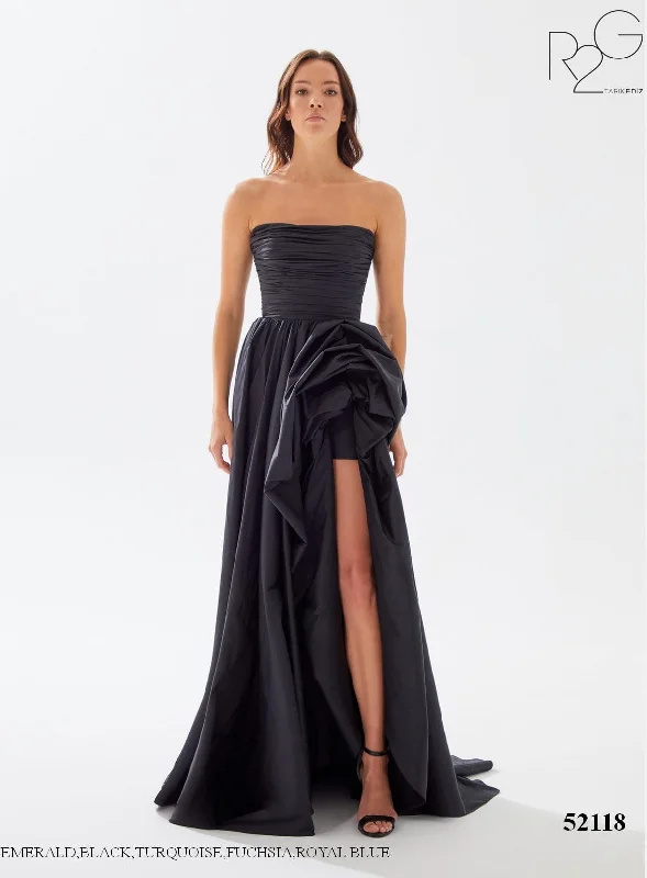 Evening Dress with Silk and Lace Bodice-Tarik Ediz (R2G): 52118