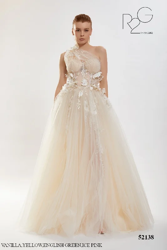 Evening Dress with Satin Bodice and Crystal Embellishment-Tarik Ediz (R2G): 52138