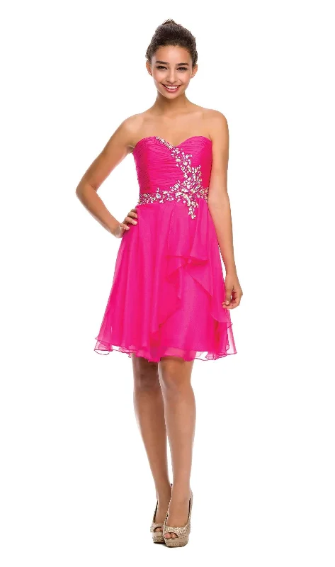 Beaded Short Strapless Sweetheart Dress with Corset Back by Juliet 741