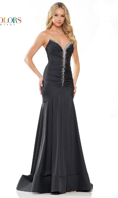 Evening Dress with Satin and Lace Detailing-Colors Dress 3276 Formal Prom Dress