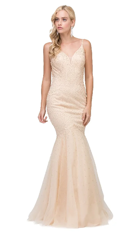 Evening Dress for Evening Fashion Gala-Tight Open-Back Mermaid Prom Dress with Beading