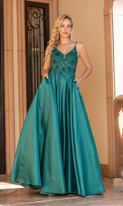 Evening Dress for VIP Evening Gala-Sheer Lace-Bodice Long A-Line Prom Dress 4326