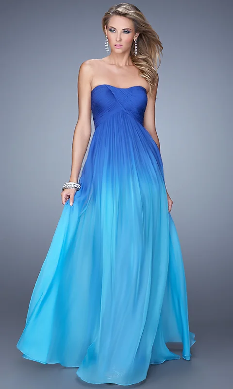 Evening Dress with Silk and Crystal Bodice-Long Strapless Ombre Prom Dress by La Femme